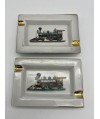 Lot de 2 cendriers vintage "Locomotives"