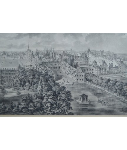 Lithographie "Les jardins du palais" non attribué