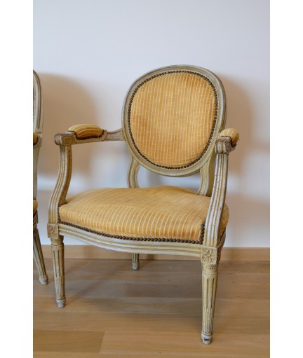 Paire de fauteuils médaillons style Louis XVI