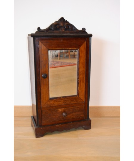 Ancienne armoire à pharmacie ou armoire à poupée en bois avec miroir