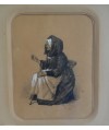 Dessin "La vieille dame assise" signé Jean-Baptiste MADOU (1796-1877)