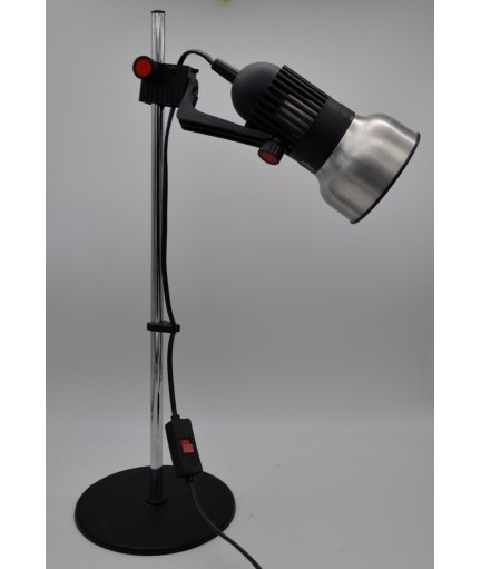 Lampe de bureau ajustable vintage années 70 en métal et plastique noir