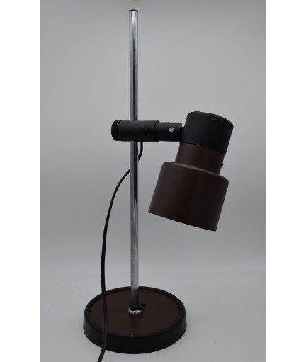 Lampe de bureau vintage réglable marron et chrome 1970