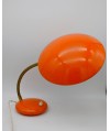 Lampe de Bureau Soucoupe Orange Pop, tige réglable en laiton doré (manque) années 1960