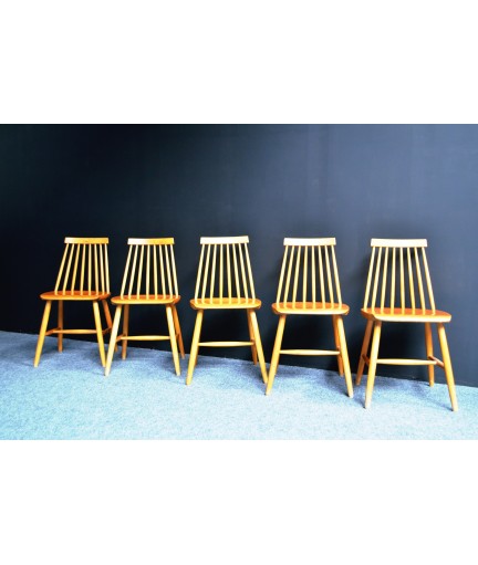 Lot de 5 chaises vintage 1960