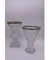 Lot de 2 vases en cristal avec bord en argent