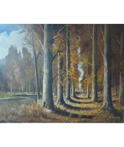 Peinture sur toile 'Paysage d'automne' signé M. VanLaer début 20e