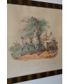 Gravure en couleurs 'Le repos du Chasseur' d'après Carle Vernet (1758-1836)