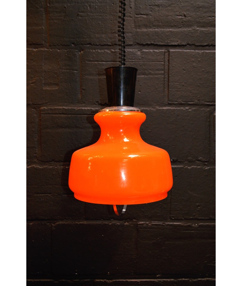 Suspension Vintage en opaline orange 1970