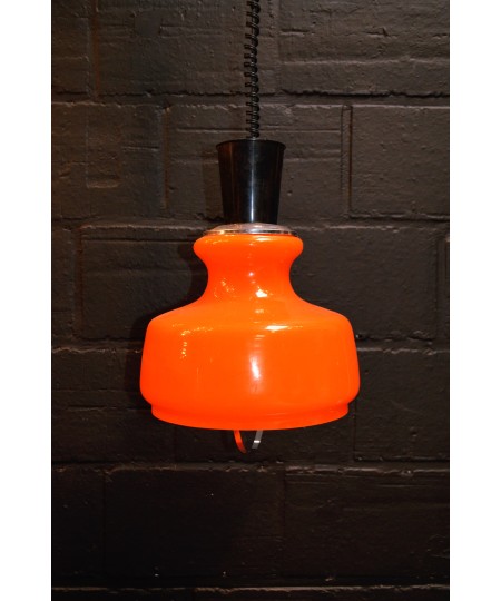 Suspension Vintage en opaline orange 1970