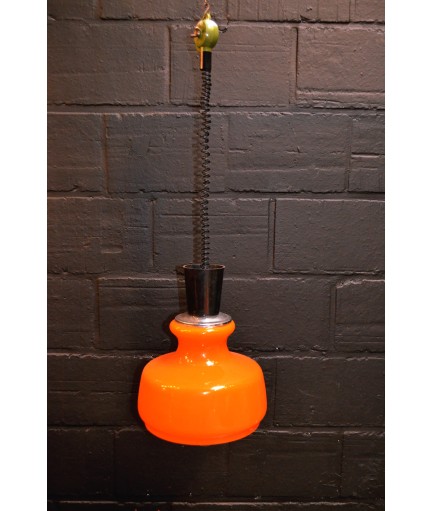 Suspension Vintage en opaline orange 1970