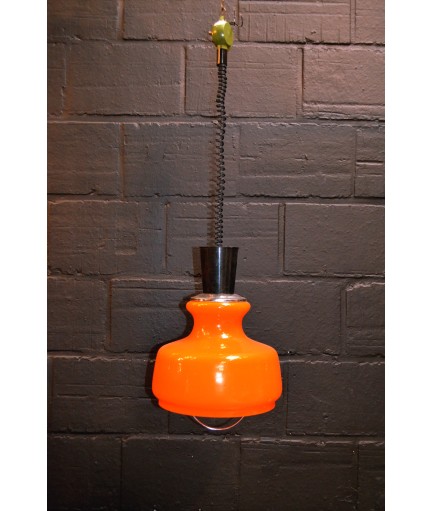 Suspension Vintage en opaline orange 1970