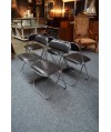 Lot de 5 chaises pliantes  en cuir et chrome Sigma Chair 1970