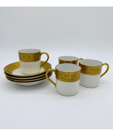 Lot de 4 tasses et sous-tasses en porcelaine de Limoges Paulhat France