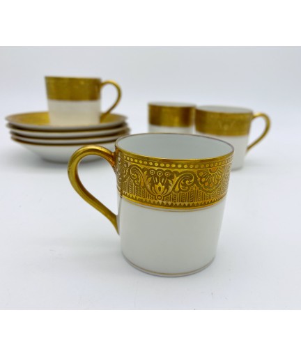 Lot de 4 tasses et sous-tasses en porcelaine de Limoges Paulhat France