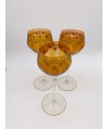 Lot de 10 verres en cristal colorés, décor peint main avec bords dorés