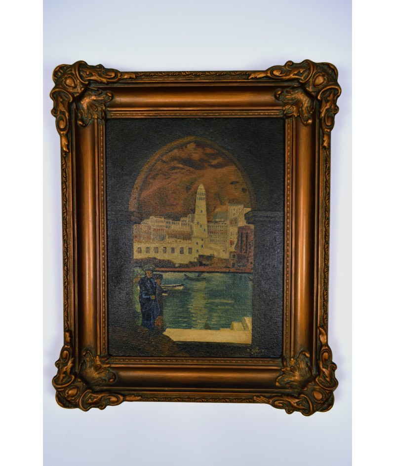 Peinture sur plaque 'Village Oriental' signé A. Gehaes