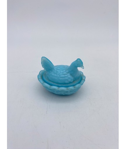 Poule couveuse en opaline turquoise - petit modèle