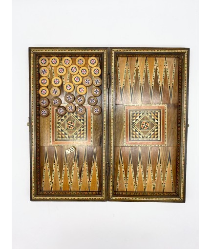 Boîte de jeu backgammon en mosaïque incrustée