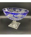 Grande coupe sur pied en cristal bleue