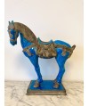 Cheval de style Tang en faïence bleue turquoise