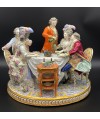 Scène en porcelaine de Samson représentant une tablée 19e siècle