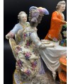 Scène en porcelaine de Samson représentant une tablée 19e siècle