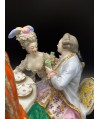 Scène en porcelaine de Samson représentant une tablée 19e siècle