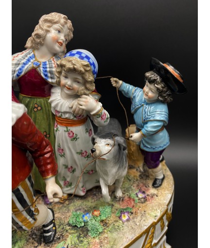 Scène en porcelaine de Muller Volkstedt début 20e siècle