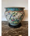 Jardinière Cache-pot à col resserré en porcelaine et émaux de la famille rose Japon XXe