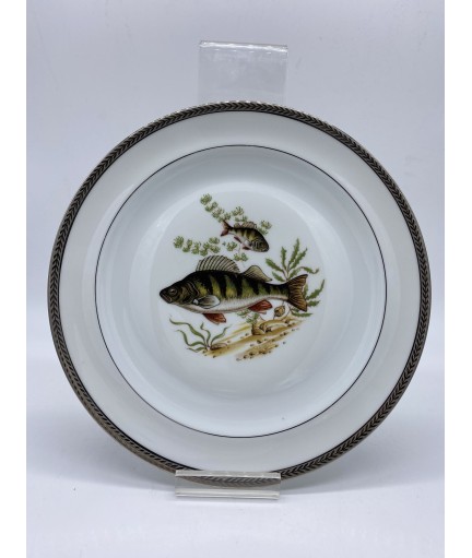 Service à poisson en porcelaine de Limoges "Laurier" - 14 pièces