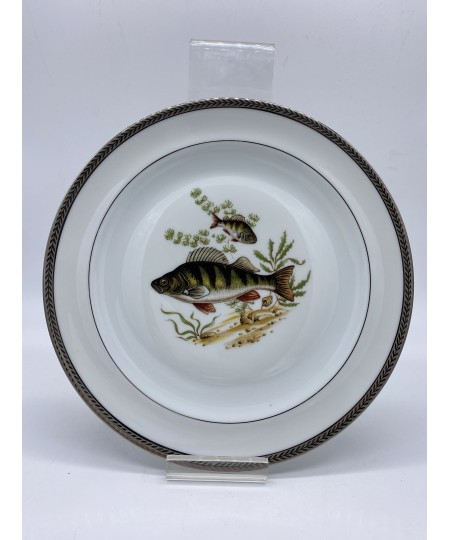 Service à poisson en porcelaine de Limoges "Laurier" - 14 pièces