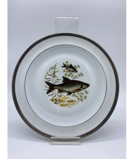 Service à poisson en porcelaine de Limoges "Laurier" - 14 pièces