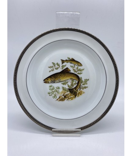 Service à poisson en porcelaine de Limoges "Laurier" - 14 pièces