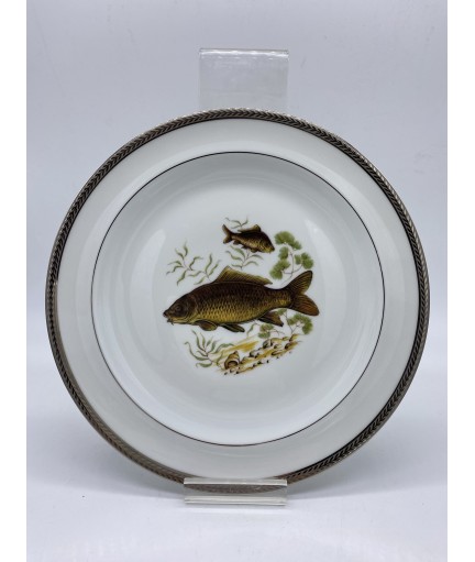 Service à poisson en porcelaine de Limoges "Laurier" - 14 pièces