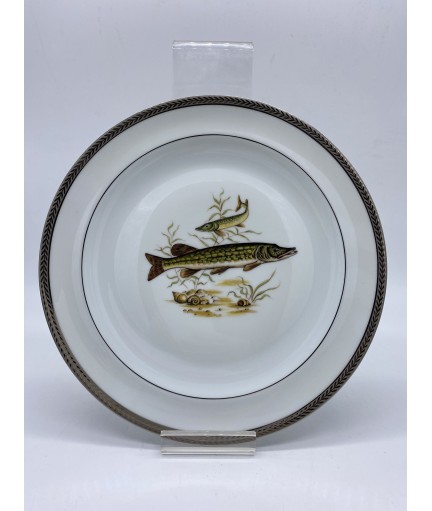 Service à poisson en porcelaine de Limoges "Laurier" - 14 pièces