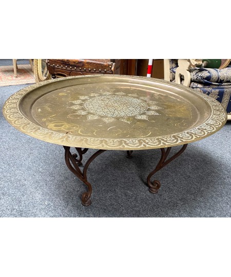 Table basse Marocaine avec plateau en cuivre