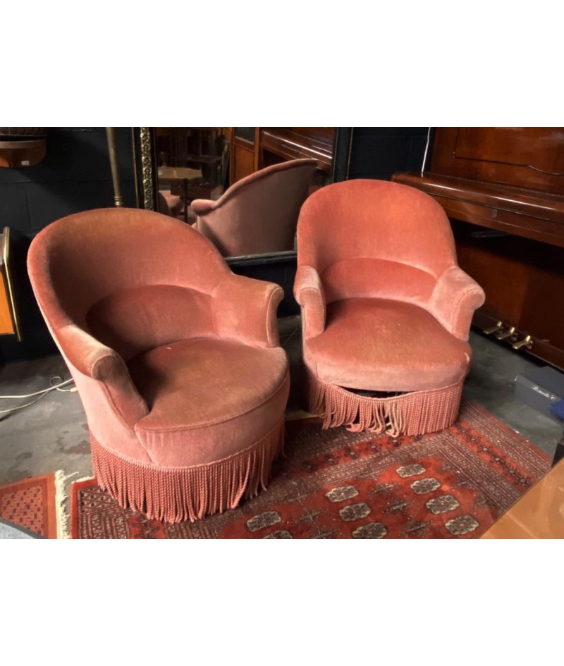 Lot de 2 fauteuils crapaud rose