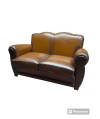 Fauteuil en cuir 2 places couleur cognac