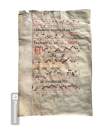 Feuille d'antiphonaire sur parchemin 16e siècle