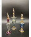 Lot de 3 fioles pour parfum en verre soufflé avec dorures