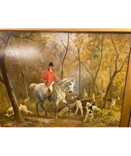 Peinture 'Scène de chasse' signé Alfred Frank de Prades (1825-1895)