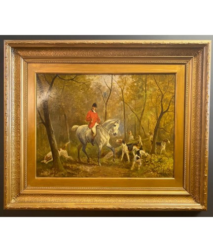 Peinture 'Scène de chasse'...