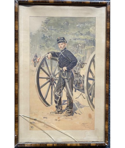 Lot de 3 aquarelles de Militaires signé Maurice Romberg