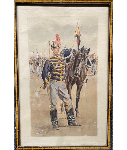 Lot de 3 aquarelles de Militaires signé Maurice Romberg