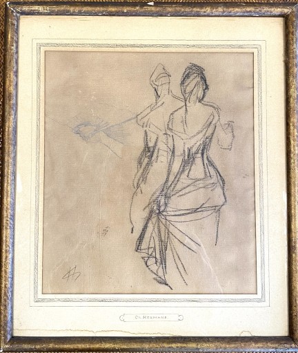 Dessin Etude de danseuse - CH Hermans - 1839-1924