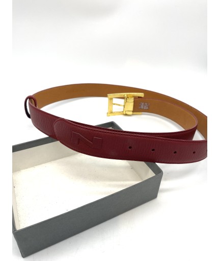 Ceinture en cuir rouge Nathan Baume avec sa boite