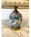 Petite lampe asiatique à décor d'oiseaux et fleuris