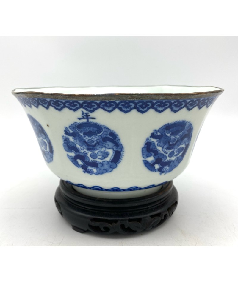 Vietnam - coupe à huit pans en porcelaine bleu/blanc