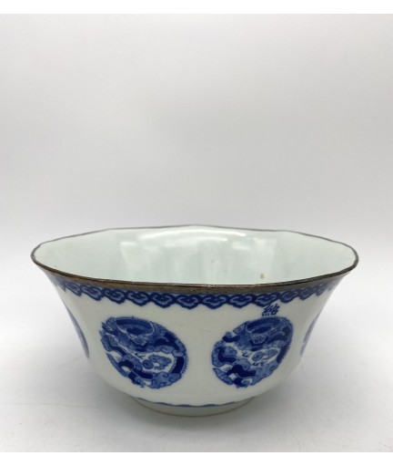 Vietnam - coupe à huit pans en porcelaine bleu/blanc